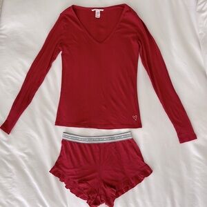 Victoria Secret Long Sleeve/Boxer Short Pajama Set